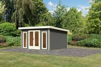 Karibu Premium Gartenhaus Radeburg 3 - 40mm-369 x 369 cm- terragrau