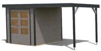 Karibu Metall-Holzgartenhaus Hybridhaus Jupiter D inkl. Anbaudach - 19 mm-213 x...