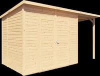 Bertilo Ger&auml;tehaus Timmo 4 Plus inkl. Anbaudach - 19 mm naturbelassen