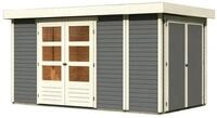Karibu Gartenhaus Retola 5 inkl. Anbauschrank - 19 mm-377 x 217 cm -terragrau