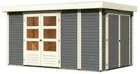 Karibu Gartenhaus Retola 6 inkl. Anbauschrank - 19 mm-377 x 246 cm -terragrau