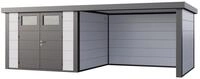 Telluria Metallger&auml;tehaus Classico 3030 mit Lounge Anbau wei&szlig; Lounge-Anbau rechts