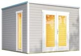 Weka Design Gartenhaus P 285 mit Panorama-Glast&uuml;ren - 28 mm hellgrau 300 x 250 cm