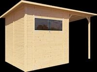 Bertilo Gartenhaus Pent Modern 3 Plus inkl. Anbaudach - 18 mm naturbelassen