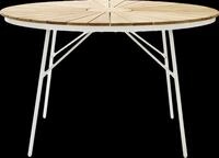 Cinas Klapptisch ELLEN &Oslash; 110 cm, Aluminium Wei&szlig; / Teak