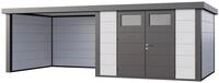Telluria Metallger&auml;tehaus Classico 3030 mit Lounge Anbau wei&szlig; Lounge-Anbau links