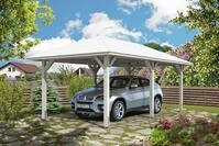 Skan Holz Carport Taunus 374 x 656 cm-wei&szlig; Holzcarport