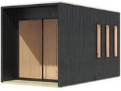 Karibu Design Saunahaus Miramar mit Vorraum - 73 mm schwarz Inkl. Terrasse Ohne Ofen