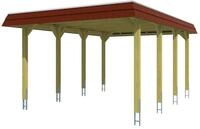 Skan Holz Spreewald - Walmdach Carport Breite 396 cm Gr. 1 - 396 x 589 cm Nut-...