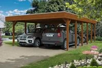 Carport Friesland 557x860cm, nussbaum, ALU-Dacheindeckung, inkl. Anker...