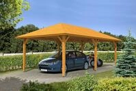 Skan Holz Carport Taunus 439 x 786 cm-eiche hell Holzcarport