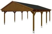 Skan Holz Fichtelberg - Satteldach Doppelcarport Breite 423 cm Gr. 2 - 618 x 808 cm