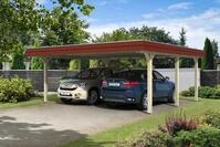 Carport Wendland 630x637 rote Blende, unbehandelt, 20mm Dachschalung mit EPDM...