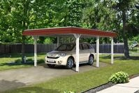 Carport Wendland 409x628 rote Blende, wei&szlig;, 20mm Dachschalung mit EPDM Folie