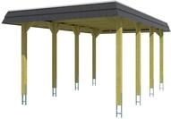 Skan Holz Spreewald - Walmdach Carport Breite 345 cm Gr. 1 - 345 x 589 cm Nut-...