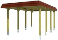 Skan Holz Spreewald - Walmdach Carport Breite 345 cm Gr. 1 - 345 x 589 cm Nut-...