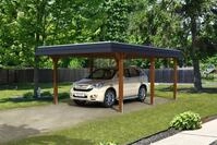 Carport Wendland 409x628 schwarze Blende, nussbaum, 20mm Dachschalung mit EPDM...