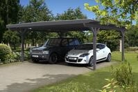Skan Holz Carport Odenwald 640 x 648 cm grau Holzcarport