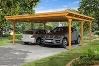 Carport Emsland 613x604cm, eiche hell, 20mm Dachschalung mit EPDM Folie...