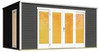 Weka Design Gartenhaus P 285 mit Panorama-Glast&uuml;ren - 28 mm graphitgrau 450 x 300 cm