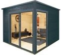 Wolff Finnhaus Gartenhaus Studio 44-B mit Alu-Eckverkleidung/Schiebet&uuml;r anthrazit