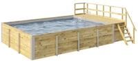 Weka Massivholzpool 595 Gr. 2 - 45 mm - 636 x 400 cm Poolfolie: hellgrau