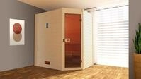 Weka Sauna Valida Eck 1 mit Glast&uuml;r/Fenster- Massivholzsauna 38 mm Ganzglast&uuml;r u.