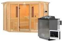 Karibu Multifunktions-Sauna Asta inkl. Infrarotstrahler mit Eckeinstieg 68 mm...