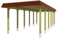 Skan Holz Walmdach Carport-345x893-rote Blende-impr&auml;gniert (farblich...