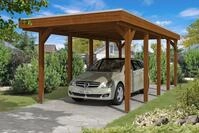 Carport Friesland 314x708cm, nussbaum, ALU-Dacheindeckung, inkl. Anker...