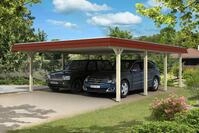 Carport Wendland 630x879 rote Blende, unbehandelt, 20mm Dachschalung mit EPDM...