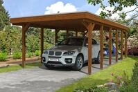 Carport Friesland 397x860cm, nussbaum, ALU-Dacheindeckung, inkl. Anker...