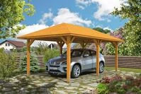 Skan Holz Carport Taunus 374 x 656 cm-eiche hell Holzcarport