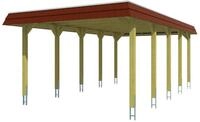 Skan Holz Spreewald - Walmdach Carport Breite 396 cm Gr. 2 - 396 x 741 cm Nut-...