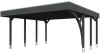 Skan Holz Carport Friesland 557x555 cm inkl. 1 Einfahrtsbogen Sparset 7 schiefergrau
