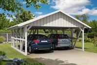 Skan Holz Schwarzwald Doppel 684x772cm Dachsch.weiss inkl.kl.Abstellraum Holzcarport