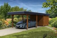 Carport Wendland 362x870 schwarze Blende, nussbaum, mit Abstellraum,...
