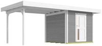 Weka Gartenhaus Designhaus 172 B mit Design-Einzelt&uuml;re und Anbau (295 cm) grau Gr. 2