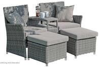 Garden Pleasure Doppelsessel-Set CALGARY, Polyrattan Graubraun / Kissen 100 %
