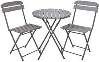 Garden Pleasure Balkon-Set LUGO, Klapptisch &Oslash; 60 + 2 Klappst&uuml;hle, Stahl Dunkelgrau