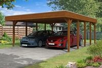 Carport Friesland 557x708cm, nussbaum, ALU-Dacheindeckung, inkl. Anker...