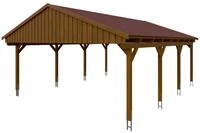Skan Holz Fichtelberg - Satteldach Doppelcarport Breite 423 cm Gr. 2 - 618 x 808 cm