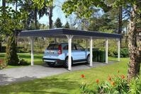 Carport Wendland 409x870 schwarze Blende, wei&szlig;, 20mm Dachschalung mit EPDM...