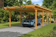 Carport Emsland 404x846cm, eiche hell, 20mm Dachschalung mit EPDM Folie...