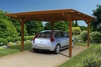 Skan Holz Carport Odenwald 428x648 cm nussbaum Holzcarport