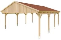 Skan Holz Fichtelberg - Satteldach Doppelcarport Breite 423 cm Gr. 2 - 618 x 808 cm