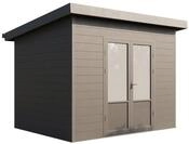 Wolff Finnhaus WPC Gartenhaus Terra 3024 Anthrazit/Hellgrau - 28 mm Ohne Fu&szlig;boden