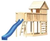 Akubi Stelzenhaus Frieda mit Wellenrutsche, Anbauplattform und Kletterwand blau