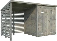 Palmako Ger&auml;tehaus Leif 3,0 m&sup2; + 2,9 m&sup2; Anbau - 16 mm grau tauchgrundiert