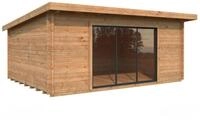 Palmako Gartenhaus Lea 19,4 m&sup2; mit Schiebet&uuml;r - 44 mm Hellbraun tauchgrundiert